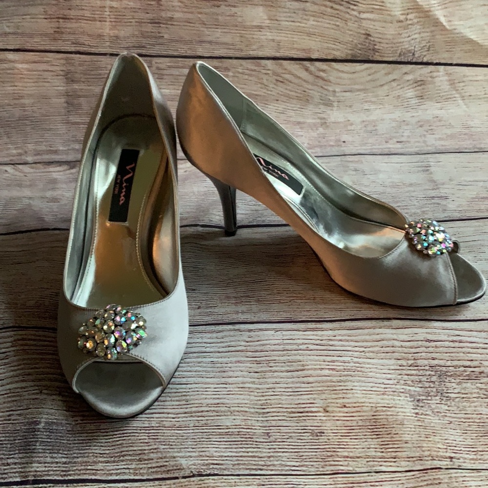 NINA ‘Fiery’ Peep Toe Pump - Royal Silver 8.5